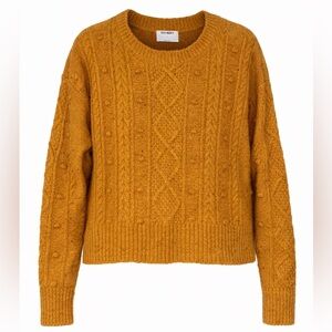 Old Navy Women's M Gold Yellow Brown Flecked Cable Knit Wool Blend Sweater